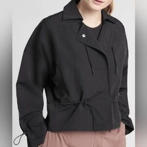 Athleta Women’s Acadia Jacket cropped black snap closure jacket size small